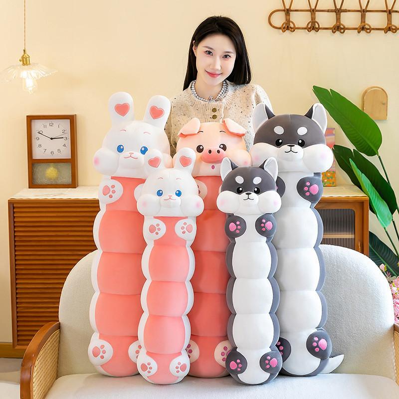 Cute Caterpillar Pet Pillow Two Ha Meng Rabbit Doll Gift For Children Girlfriend Birthday Plush Toy Doll 70cm