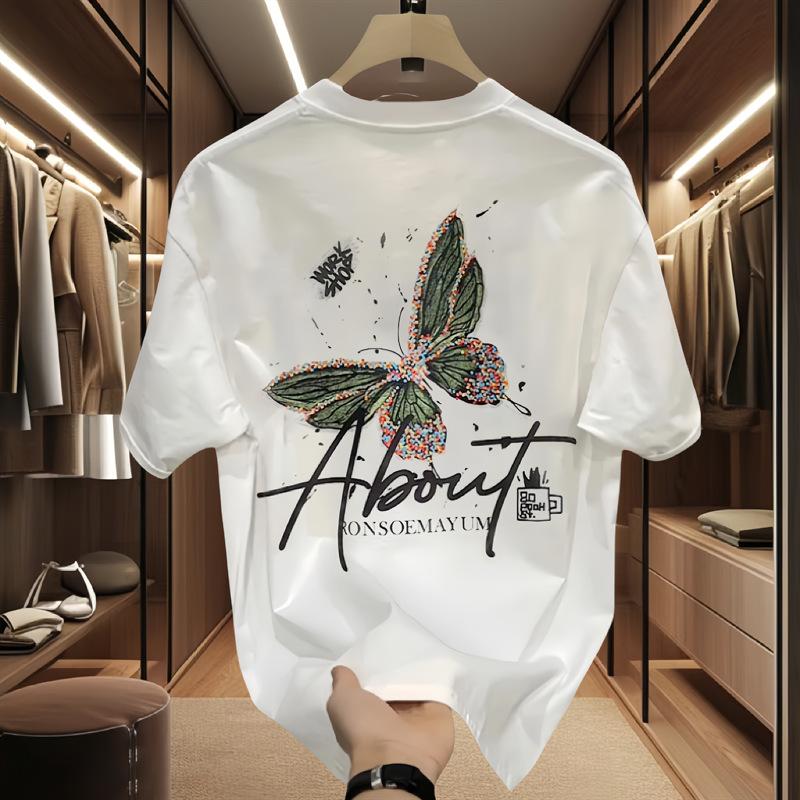 

Heavy cotton printed men s short sleeve T-shirt 2025 new summer explosive fashion casual crewneck T-shirt 4XL
