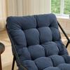 Outdoor Rocking Chair, Comfy Cushion, with Soft Thick Cushion,for Living Room, Bedroom, Reading Room, Black Frame with Navy blue Cushion