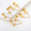 Personalized Long Heart Drip Oil Screw Ear Bone Studs Double Ear Piercing Earrings for Women