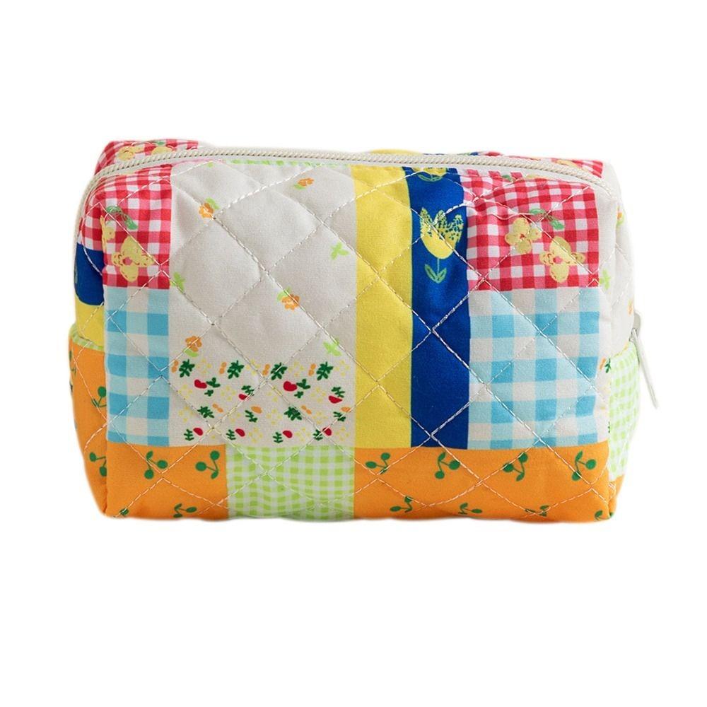 Portable Flower Printed Cosmetic Bag Large Capacity Travel Organizer Makeup Bag Storage Bag