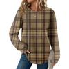 Women's Plaid Print Round Neck Long Sleeve Casual Loose Top