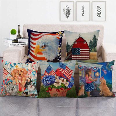 Flag Symbolizing The Bald Eagle In The United States Digital Printing Short Plush Pillow Covers For Sofa Office Cushion Cover