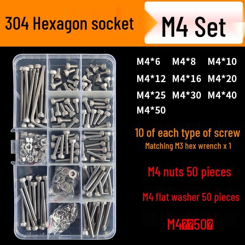 304 Stainless Steel Hex Head Screw Nut Set M2-M20