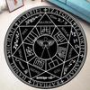 Motivo Sole Pentagramma, Schema Pentacolo, Carta Stellare, Stampa d'Arte Orientale Misteriosa, Tappeto con Rune Soprannaturali Bianco e Nero