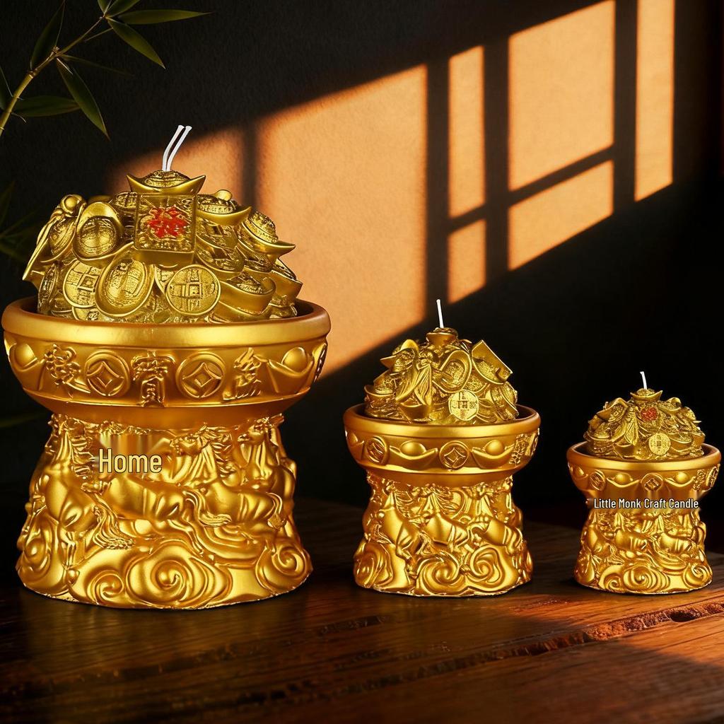 Treasure Bowl Wealth-Attracting Candle for Home and Temple