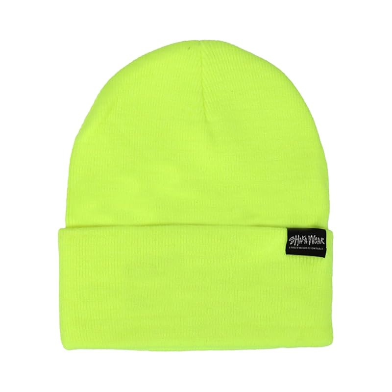 

[Shaka Wear] вязаная шапка мужская женская вязаная шапка с логотипом бренда шапка однотонная уличная шапка осень-зима унисекс One point неоново-желтый [продукт]