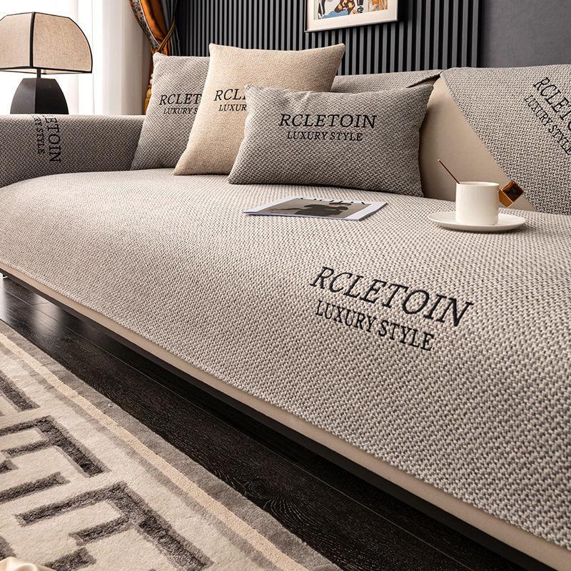 Льняной чехол для дивана нескользящий чехол для дивана современный чехол для двухместного дивана хлопковый льняной чехол для дивана 7070cm светло-серый 2199₽