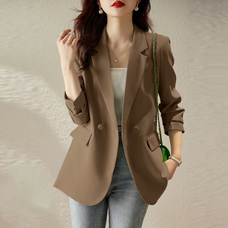 Frauen Frühling Blazer Dünne Mode Lässig Feste OL Arbeit Anzüge Herbst Langarm Mäntel Jacken Weibliche Revers Neck Tops