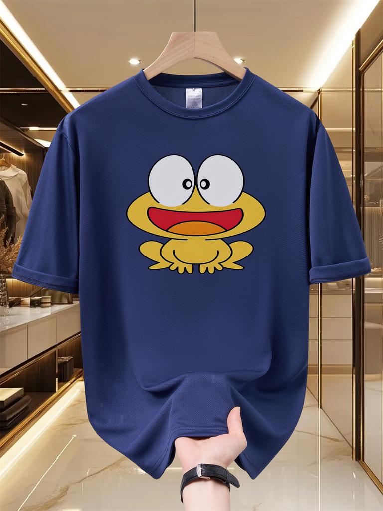 Unisexs Cute Big Eyes Yellow Frog Cartoon Print T Shirt Summer Quick Dry Breathable Short Sleeve Tee Funny Animal Graphic Street