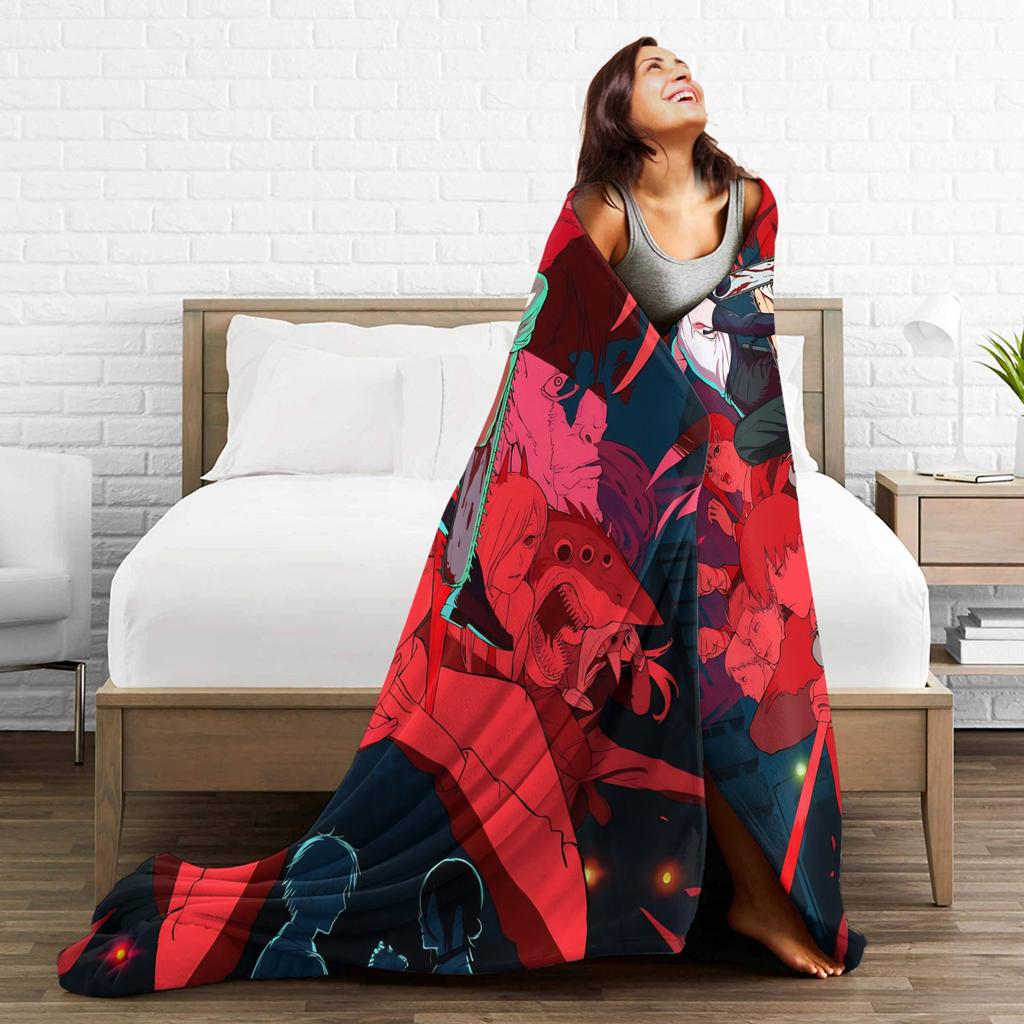 Chainsaw Man Reze Blankets Quality Soft Bedding Throws Winter Airplane Travel Living Room Funny Bedspread