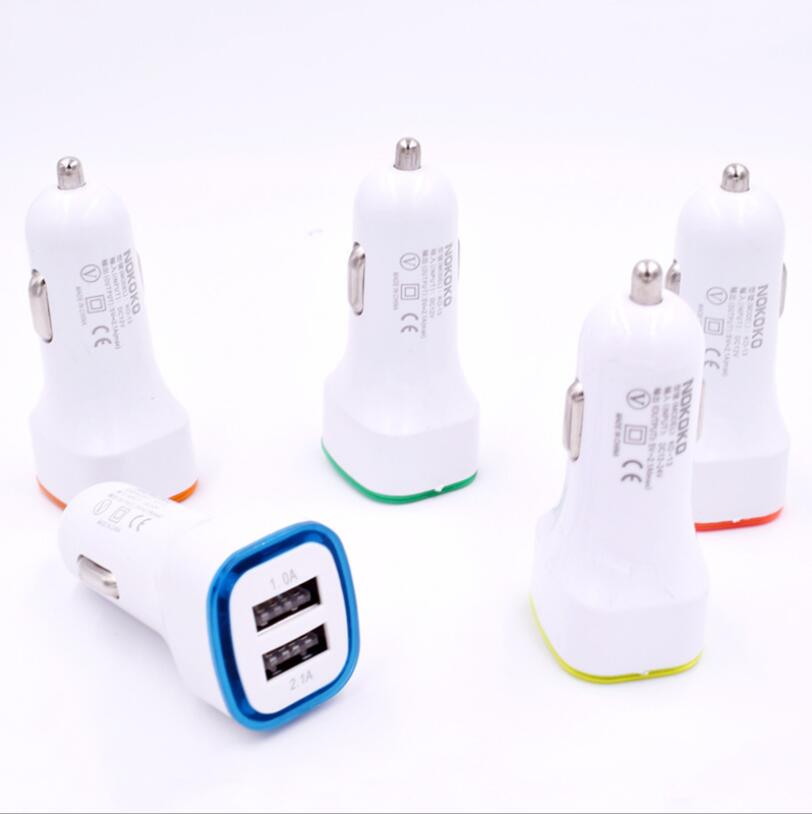 LF Square Car-charger Adapter Socket Dual USB Quick Charge Mobile Charger LED