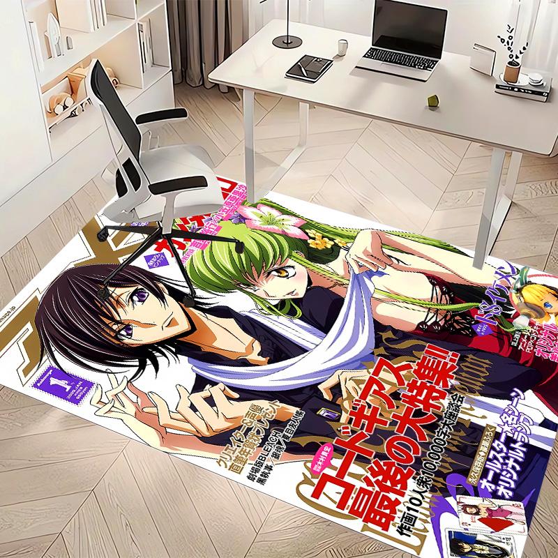Anime Code Geass Printed Absorbent Washable Carpet,Non-Slip Bathroom Mats,Kitchen Rugs,Living Room Entrance,Camping Picnic Rugs