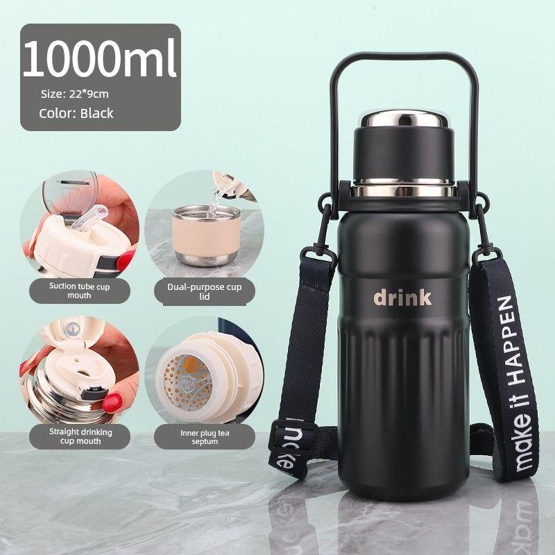 Huquan Large Capacity Vacuum Cup 316 Stainless Steel Double Drink Sports Kettle Fitness Portable Outdoor Male and Female Student Cup