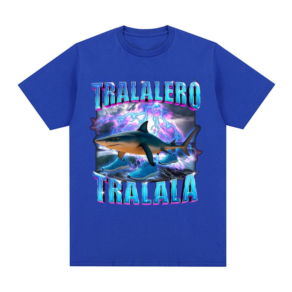 Tralalero Tralala Italian Brainrot Funny Shark Meme Graphic T-shirts Men's Women Clothing Fashion T Shirts Summer Cotton T Shirt