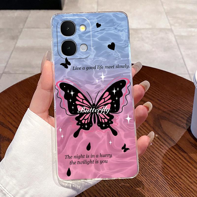 Casing For Vivo iQOO Z11x Y51 Pro 5G Case Aesthetic Cute Cat Cartoon Fashion Soft Silicone Back Cover Transparent TPU Phone Case