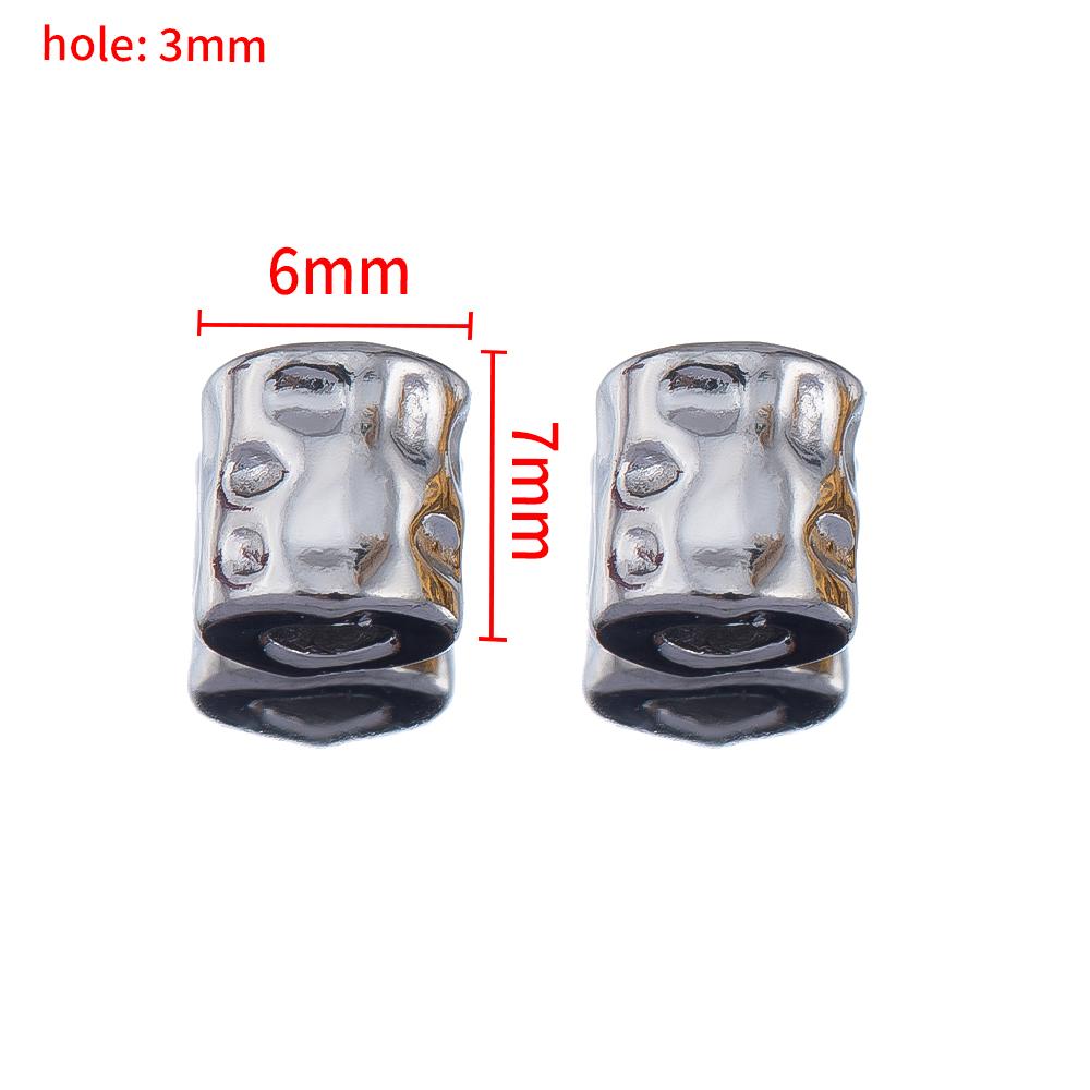 10PCS Stainless Steel Gold Plated Round Oval Dots Texture Cylinder Spacer Beads for Needlework DIY Bracelet Jewelry Making Craft