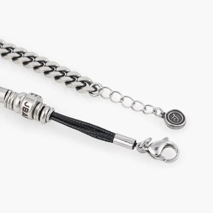 Black Hipster String Mixed Chain Bracelet (C2403AC1210_BK)