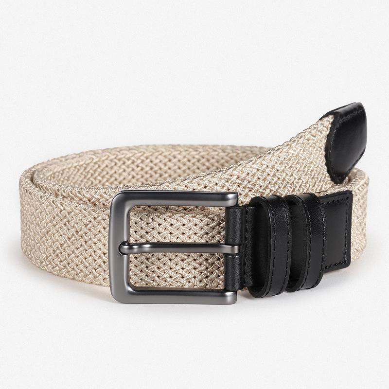 Men Elastic Woven Belt Men Elastic Casual Sports Canvas Waist Belt Male Pin Buckle Adjustable Belts 115cm хаки