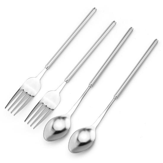 Telescopic Stainless Steel Fork And Spoon Long Handle BBQ Cutlery Portable Utensils for Outdoor Camping