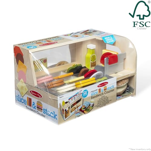Melissa & Doug Wooden Sandwich Counter Pretend Play Toy, Wooden Toy, Shop, Melissa & Doug