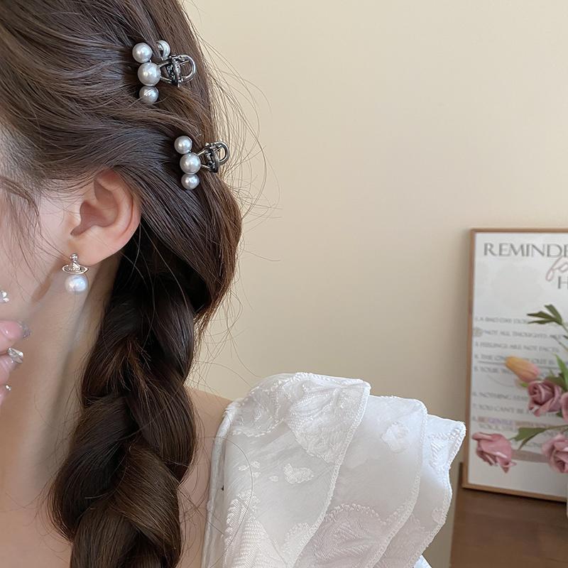 French Light Luxury New Mini Imitation Pearl Hair Claws For Women Temperament Versatile Fringe Clips Fashion Premium Accessories