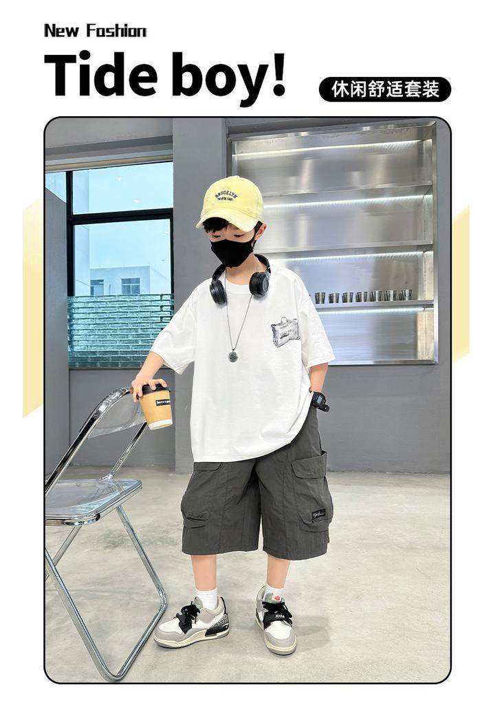 Boys' Short Sleeved Set Summer Thin Edition 2026 New Children's Clothing Rascal and Handsome Casual Sportswear Boys' Summer Fashion