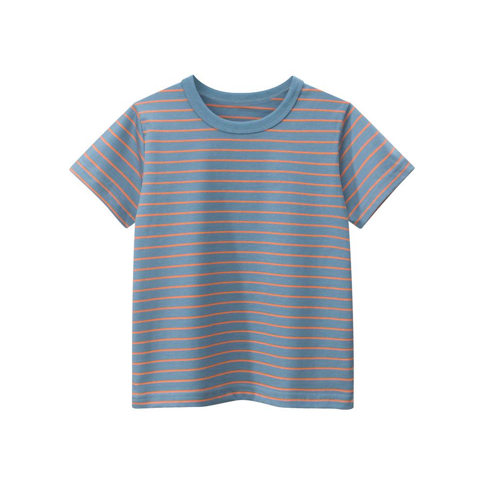 Cross-Border Summer 2025: Boys  Striped Short-Sleeve T-Shirt for Children 110 cm