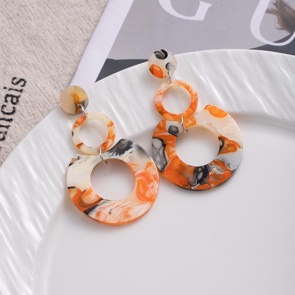 Simple Atmospheric Fashion Design High-End Candy Color Chain Earrings Women'S Dopamine Wear Color Stud Earrings