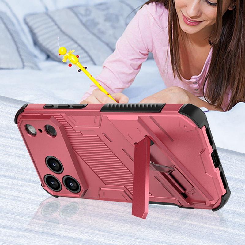 Shockproof Armor Stand Case For iPhone 17 Pro Max Coque iPhone 16 15 14 13 Pro Max Hybrid TPU+PC Hidden Phone Holder Cover