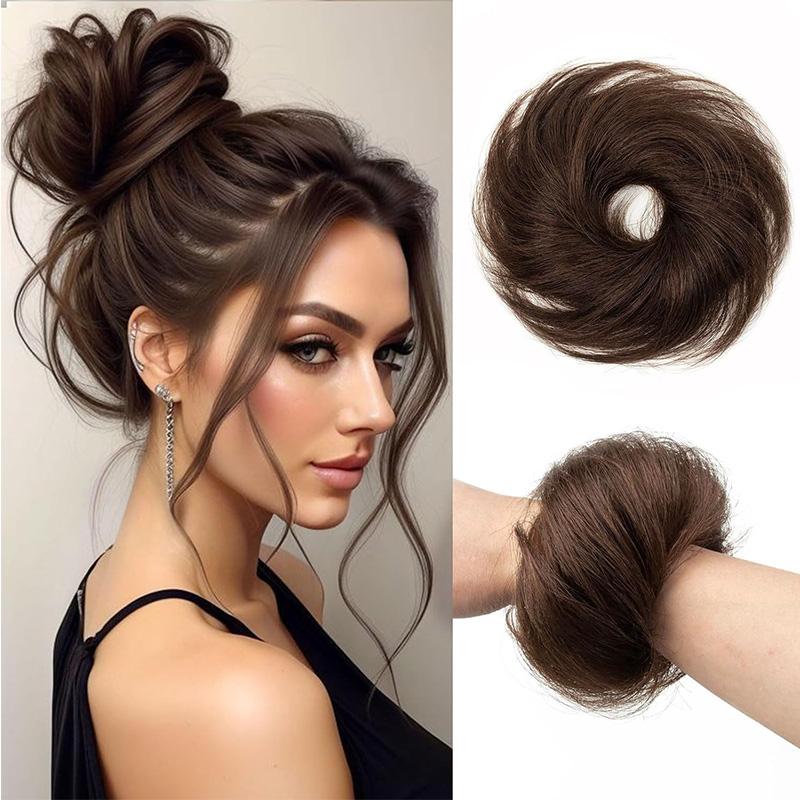 Messy Bun Hair Piece Synthetic Hair Natural Wave Chignon Ponytail Donut Updo Hair Piece Scrunchies for Women