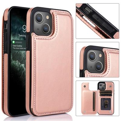 Suitable For IPhone 15 Leather Case With Crazy Horse Pattern 14 Phone Case With Creative Max Sticker And Card Insertion Protective Cover