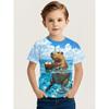 Kids Boy T-Shirt 3D Capybara Ocean Coconut Drink Print Crew Neck Short Sleeve Tee Children Summer Beach Outfit