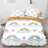 Rainbow Birds Star Duvet Cover Set Twin Full Size Cute Polyester Comforter Cover for Kids Boys Girls Bedding Set Quilt Cover