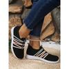 Ladies' One Foot Casual Sports Shoes - Breathable Fabric Upper and EVA Sole, Pink Stripe Design, All Season Comfortable Casual Wear, Cute Shoes