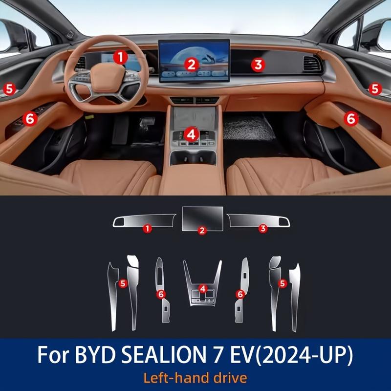 For BYD SEALION 07 EV 2024-Present Car Center Console Transparent TPU Protective Film Anti-scratch Repair Film Accessories