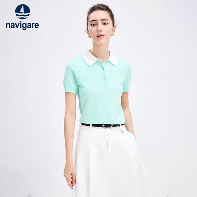 Women's Short Sleeve Knit Polo T-Shirt