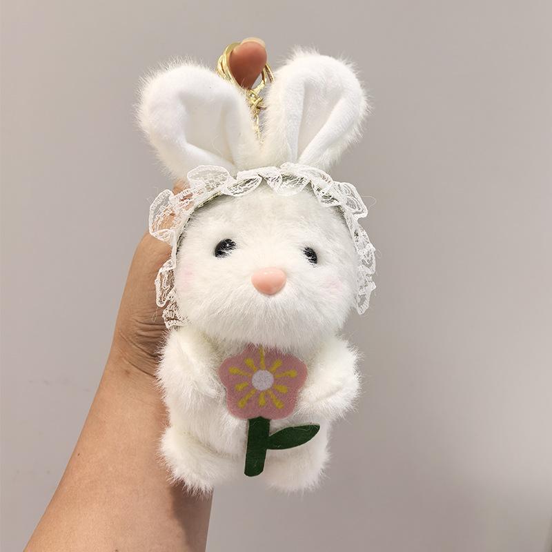 Cute New Style Furry Rabbit Plush Keychain Pendant Cute Little Rabbit Doll Schoolbag Bag Hanging Decoration