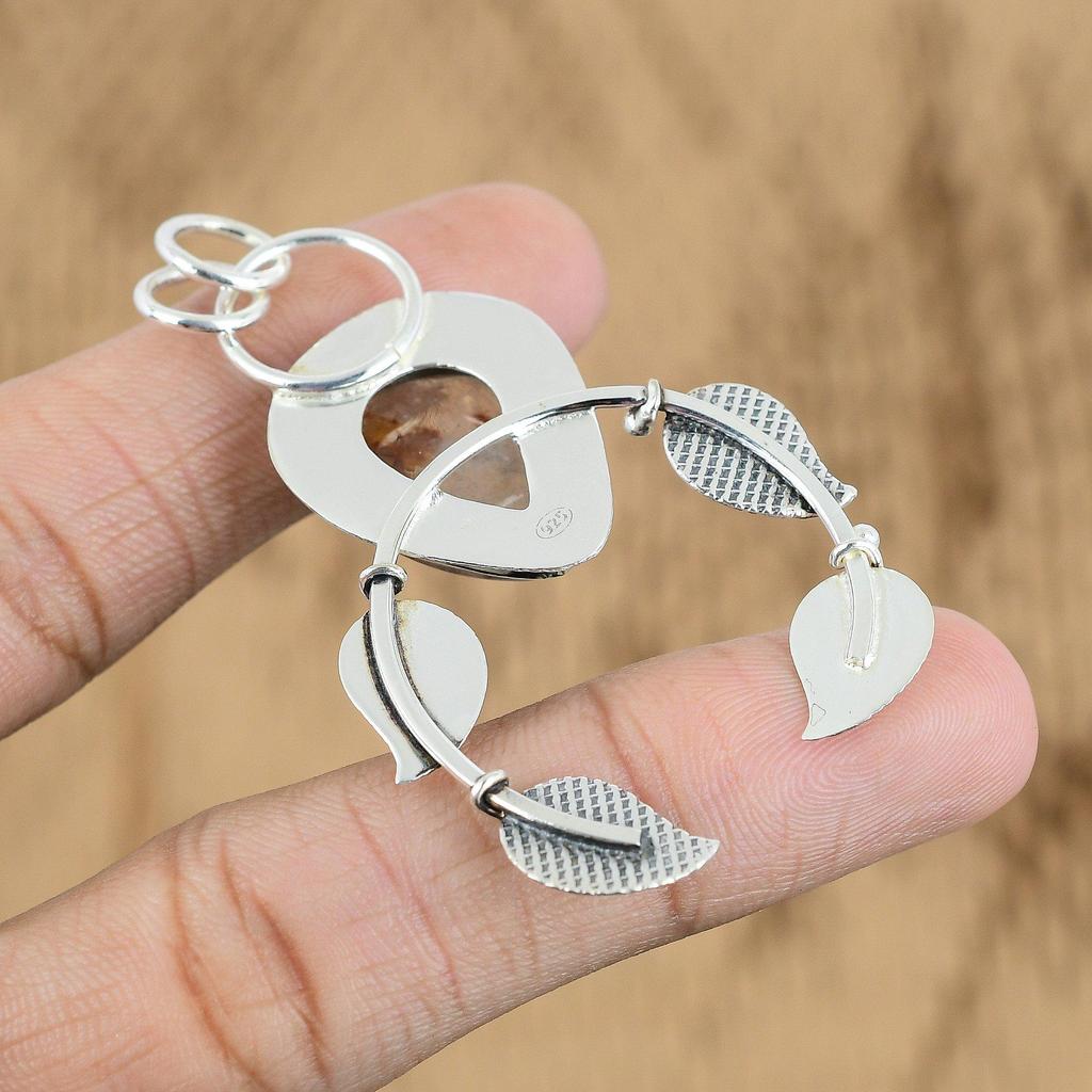 Wedding Gift For Her 925 Silver Natural Elestial Quartz Gemstone Pendant