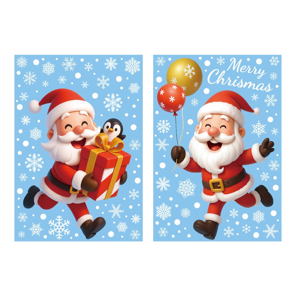 Christmas Electrostatic Window Stickers Santa Claus Snowman Snowflake Window Glass Decoration Stickers