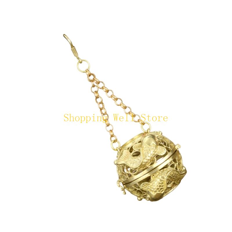KX4B Elegant Brass Aromatherapies Ball Hanging Incenses Ball for Home Interior Decors
