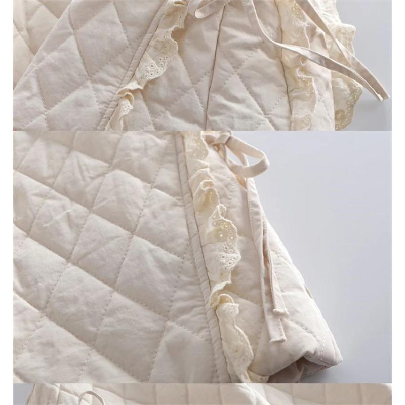 Autumn Winter Sleeveless Lace Casual Women's Down Cotton Vest Coat Advanced Korean Version Ladies Waistcoat Jacket