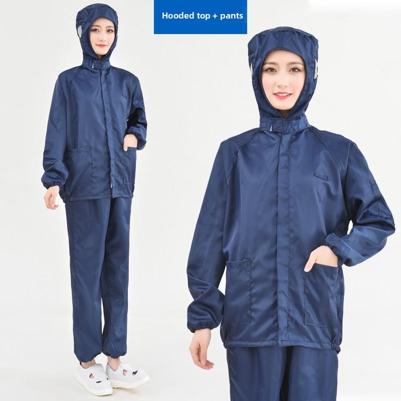 Mono sin pelusa con capucha para hombre y mujer Ropa de trabajo Disipación estática Azul ey Agricultura Traje de limpieza de cuerpo completo