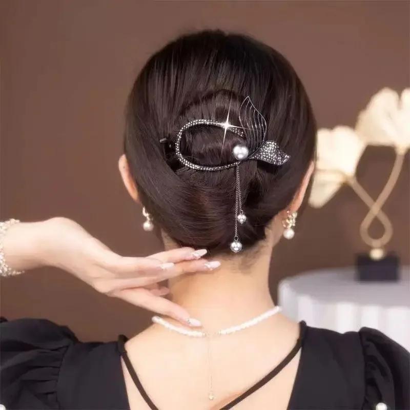 Large Fish Tail Tassel Twist Clip Horizontal Hairpin One-word Clip Fixer Back Of Head Hair Styling Tool