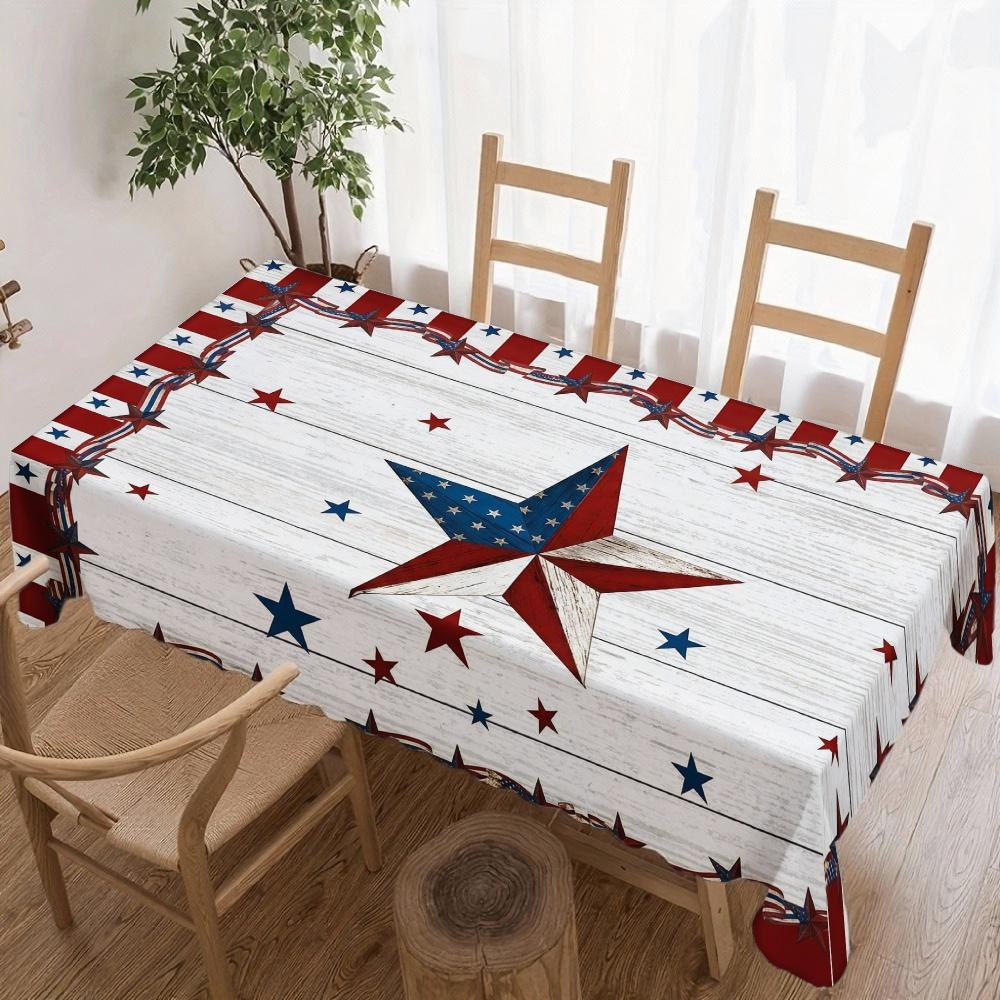 American Flag Star Rectangle Tablecloth for Table Decor Holiday Party Waterproof Reusable Table Cloth for Table Dining Room