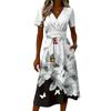 Ladies' Floral Casual Fashionable Short Sleeved V-neck Dress