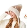 Knitted Hat Women's Autumn Winter Cartoon Cat Ears Elastic Wool Hat Three Hair Balls Ear Protection Wool Hat