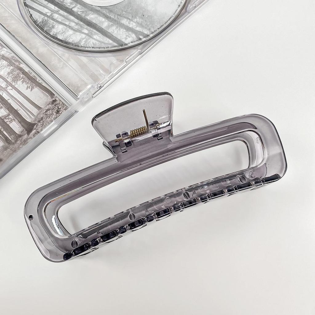 Transparent Gray Large Claw Clip - High-End Korean Hair Accessory for Women's Updos