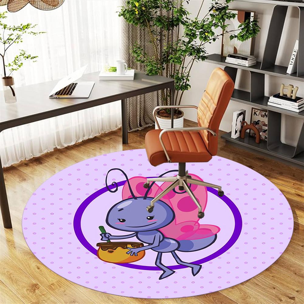 1pc Ant Honey Round Chair mat Area Rug - Non-Slip, Floor Mat for Office, Bedroom, home decor Christmas Gift p0811195