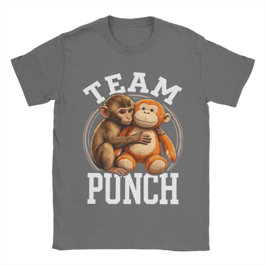 Team Punch Monkey and OranMama TShirt for Unisex Women Vintage Cotton Tees Crew Neck Short Sleeve T Shirt Summer Clothes